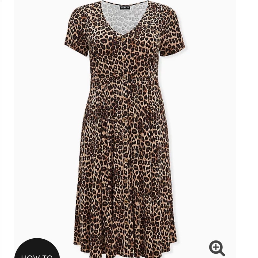 Torrid Leopard Challis Button MIDI Dress NWT